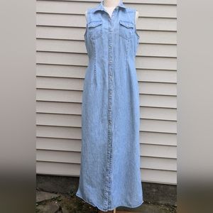 Denim Button-up down Sleeveless Maxi dress size 12
